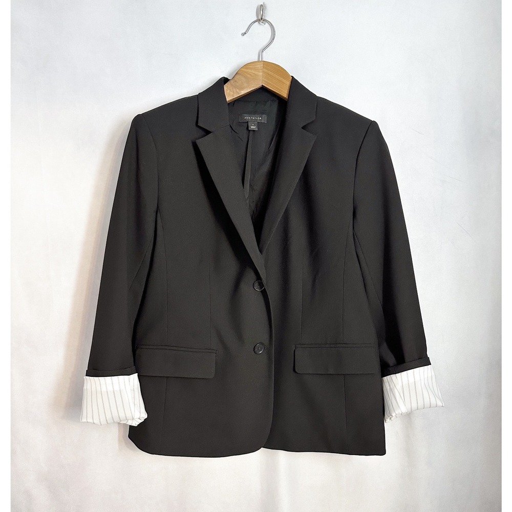 Ann Taylor Classic Black Two Button Blazer Jacket‎ Women's Size 14 Professional